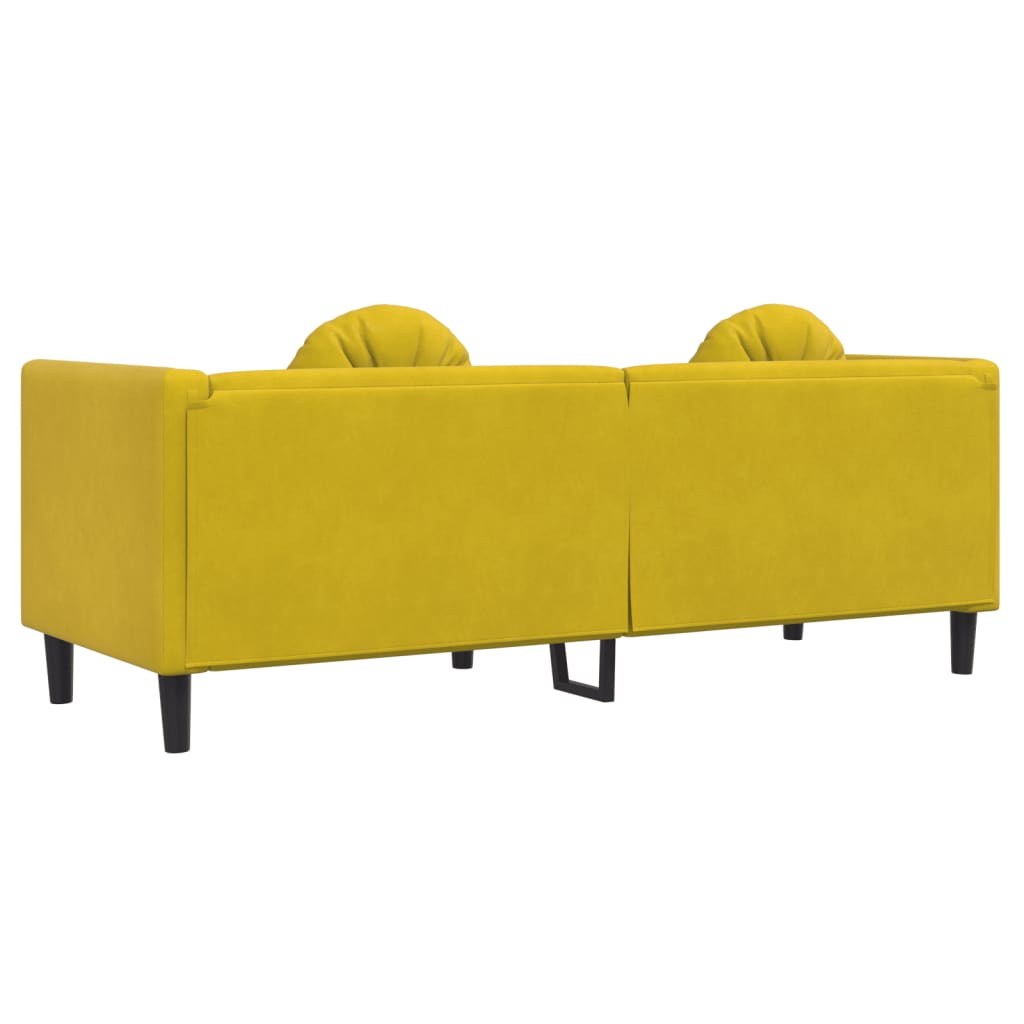 Sofa mit Kissen 3-Sitzer Gelb Samt