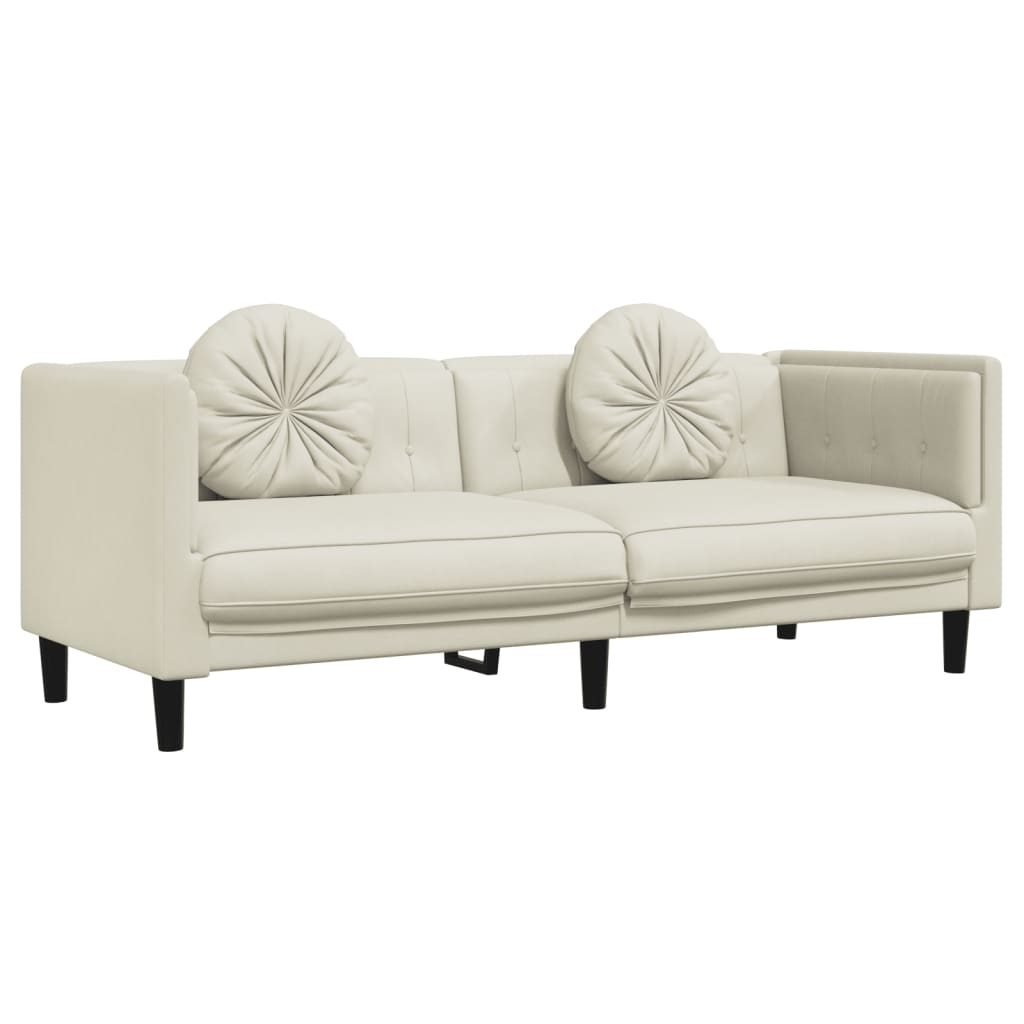 Sofa mit Kissen 3-Sitzer Creme Samt