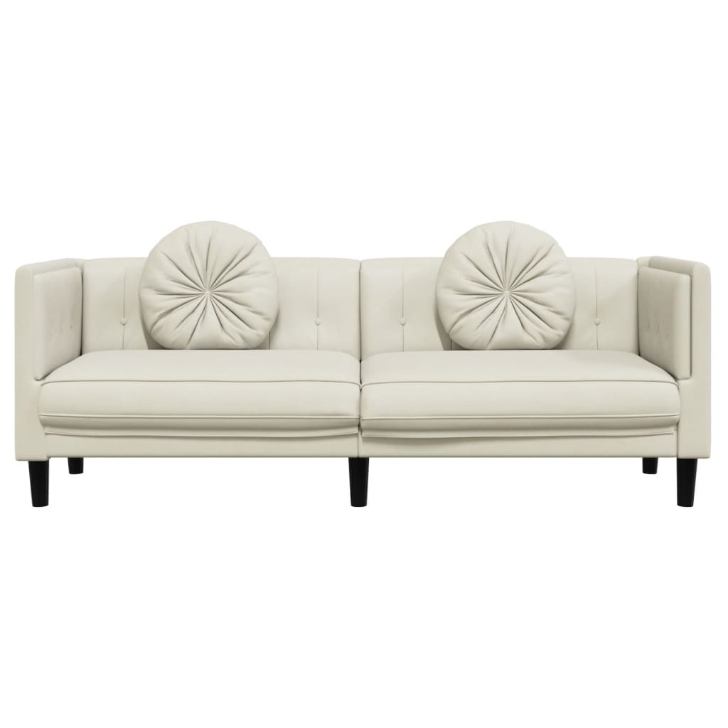 Sofa mit Kissen 3-Sitzer Creme Samt