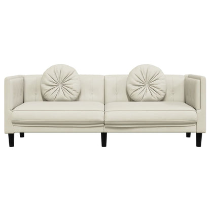 Sofa mit Kissen 3-Sitzer Creme Samt