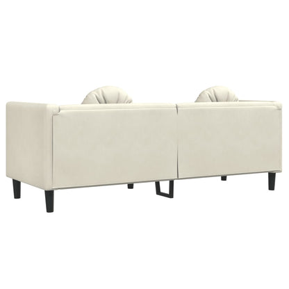 Sofa mit Kissen 3-Sitzer Creme Samt