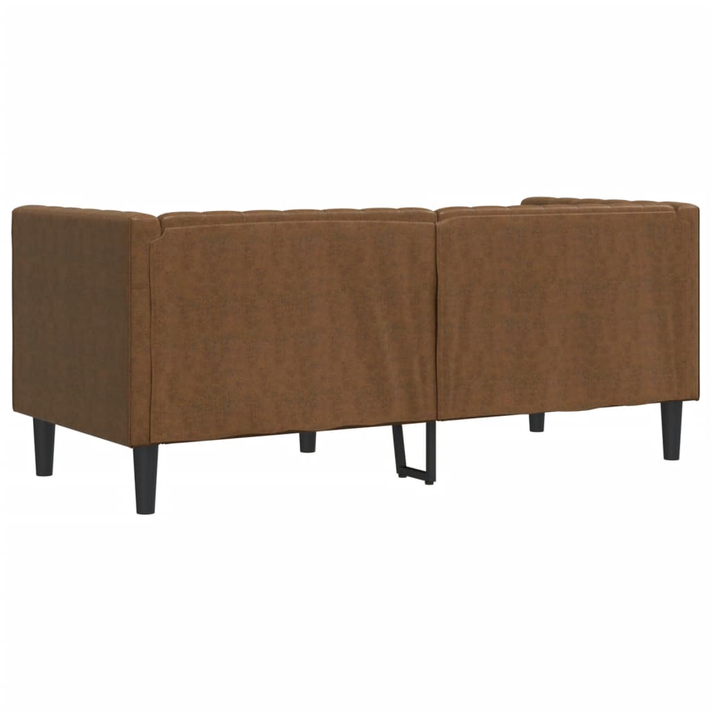 Chesterfield-Sofa 2-Sitzer Braun Kunstleder in Wildleder-Optik