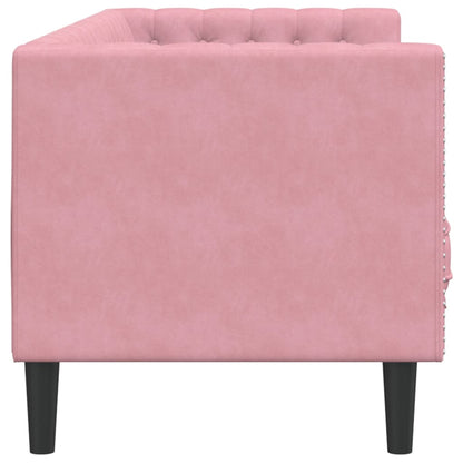 Chesterfield-Sofa mit Nackenrollen 3-Sitzer Rosa Samt