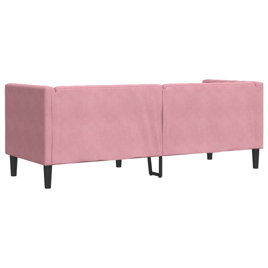 Chesterfield-Sofa mit Nackenrollen 3-Sitzer Rosa Samt