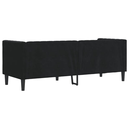 Chesterfield-Sofa mit Nackenrollen 3-Sitzer Schwarz Samt