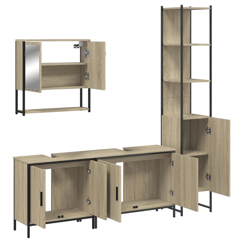 4-tlg. Badmöbel-Set Sonoma-Eiche Holzwerkstoff