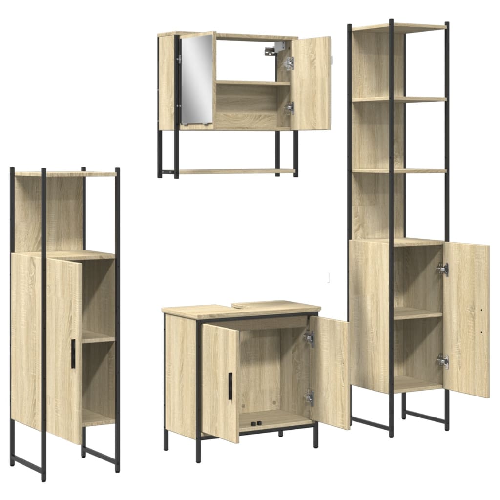 4-tlg. Badmöbel-Set Sonoma-Eiche Holzwerkstoff