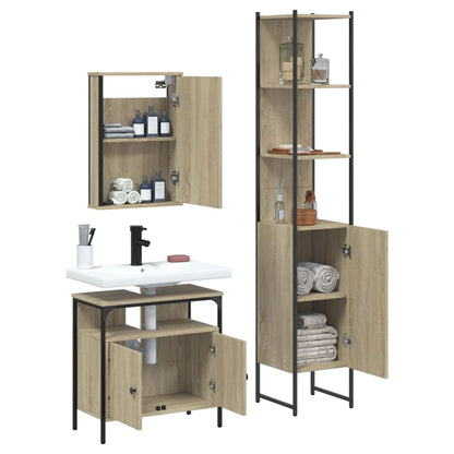 3-tlg. Badmöbel-Set Sonoma-Eiche Holzwerkstoff