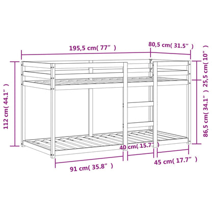 Etagenbett Wachsbraun 75x190 cm Massivholz Kiefer