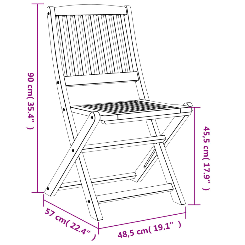 Gartenstühle 8 Stk. Klappbar 48,5x57x90 cm Massivholz Akazie