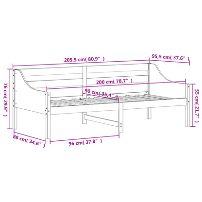 Tagesbett ohne Matratze Wachsbraun 90x200 cm Massivholz Kiefer