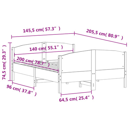 Massivholzbett ohne Matratze 140x200 cm Kiefernholz