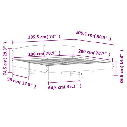 Massivholzbett ohne Matratze Weiß 180x200 cm Kiefernholz