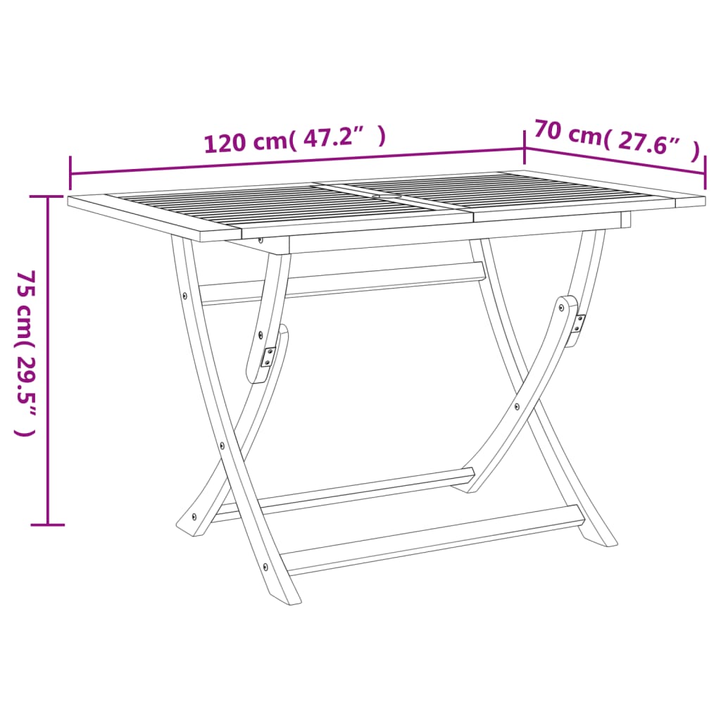 Gartentisch Klappbar 120x70x75 cm Massivholz Akazie