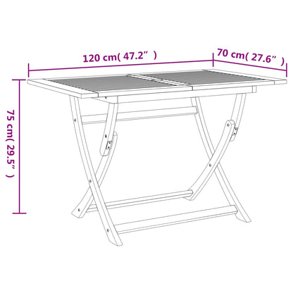 Gartentisch Klappbar 120x70x75 cm Massivholz Akazie