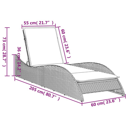 Sonnenliege mit Auflage Beige 60x205x73 cm Poly Rattan