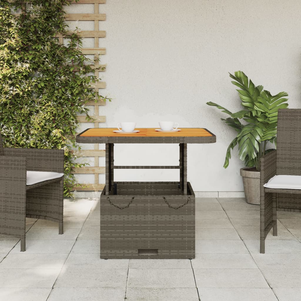 Gartentisch Grau 80x80x71 cm Poly Rattan und Akazienholz