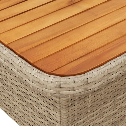 Gartentisch Beige 110x110x71 cm Poly Rattan und Akazienholz