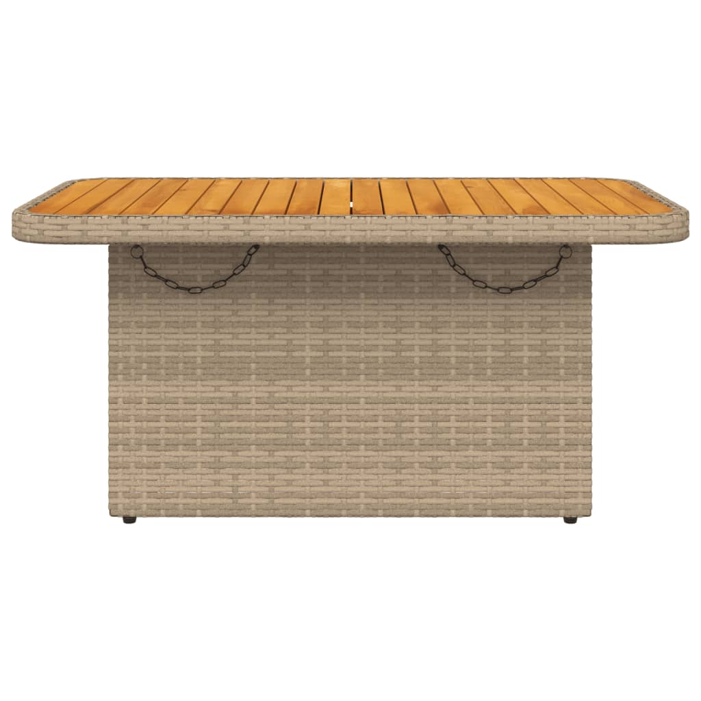 Gartentisch Beige 90x55x71 cm Poly Rattan und Akazienholz