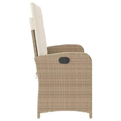 Gartenbank Verstellbar mit Kissen Beige Poly Rattan