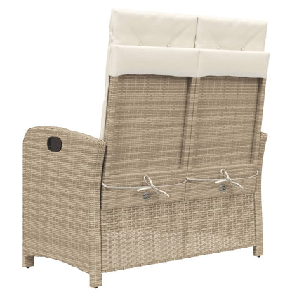 Gartenbank Verstellbar mit Kissen Beige Poly Rattan