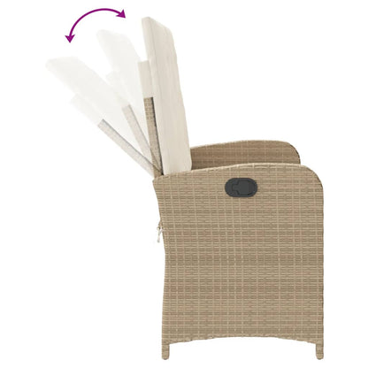 Gartenbank Verstellbar mit Kissen Beige Poly Rattan