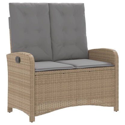 Gartenbank Verstellbar mit Kissen Beige Poly Rattan