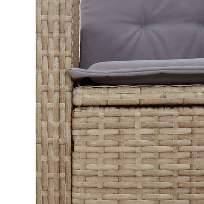 Gartenbank Verstellbar mit Kissen Beige Poly Rattan