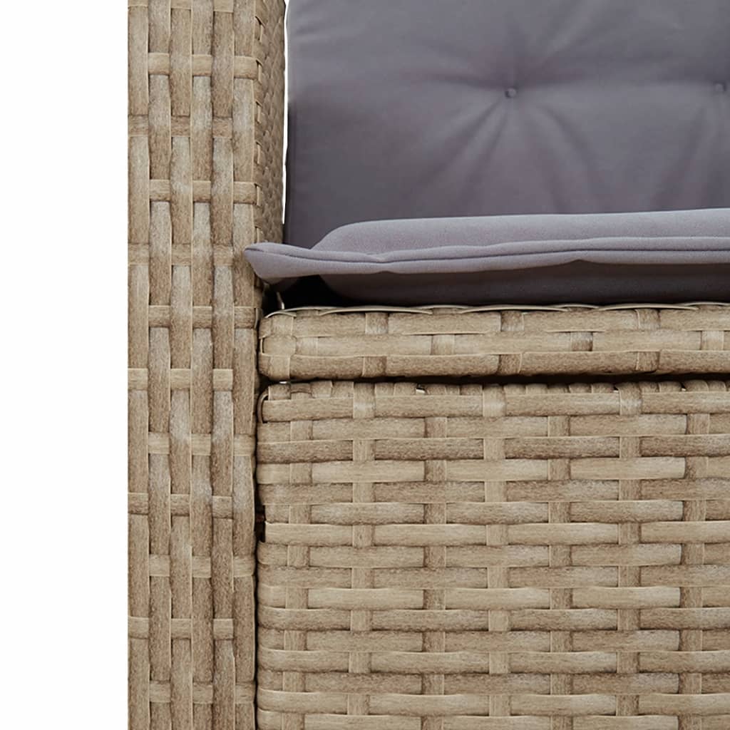 Gartenbank Verstellbar mit Kissen Beige Poly Rattan