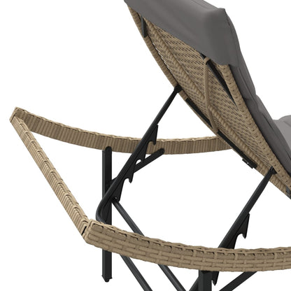 Sonnenliegen 2 Stk. mit Tisch Beige Poly Rattan