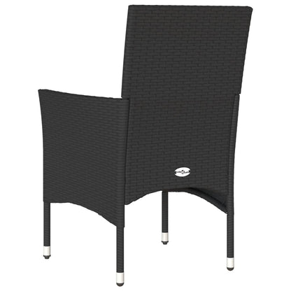 Gartenstühle mit Kissen 2 Stk. Schwarz Poly Rattan