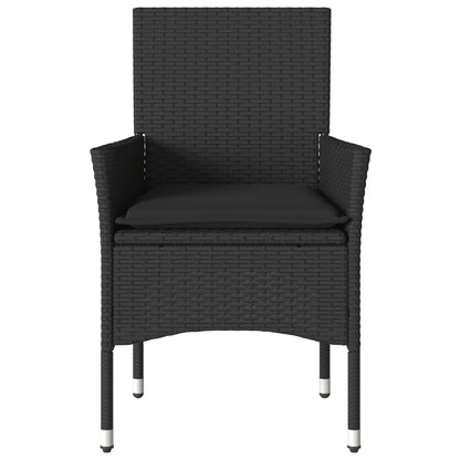 Gartenstühle mit Kissen 2 Stk. Schwarz Poly Rattan