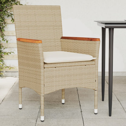 Gartenstühle mit Kissen 2 Stk. Beige Poly Rattan