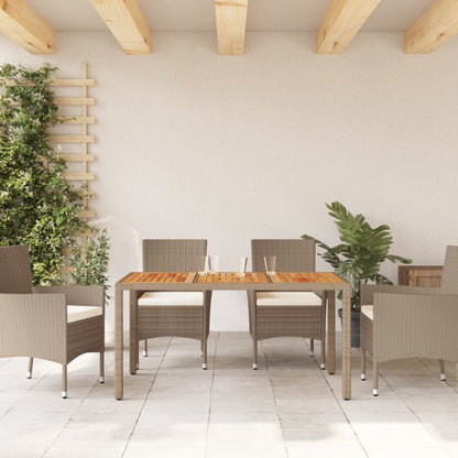 Gartentisch Beige 150x90x75 cm Poly Rattan Akazienholz