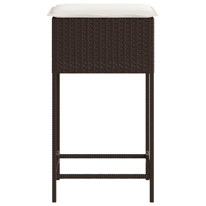 Garten-Barhocker mit Kissen 2 Stk. Braun Poly Rattan