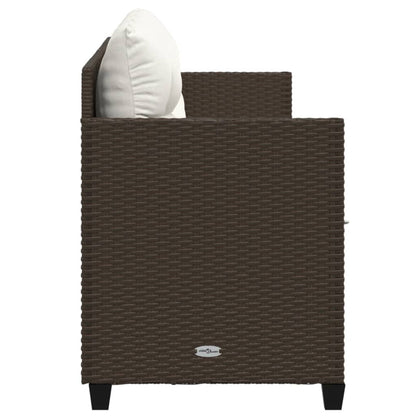 Sonnenliege mit Kissen Braun Poly Rattan