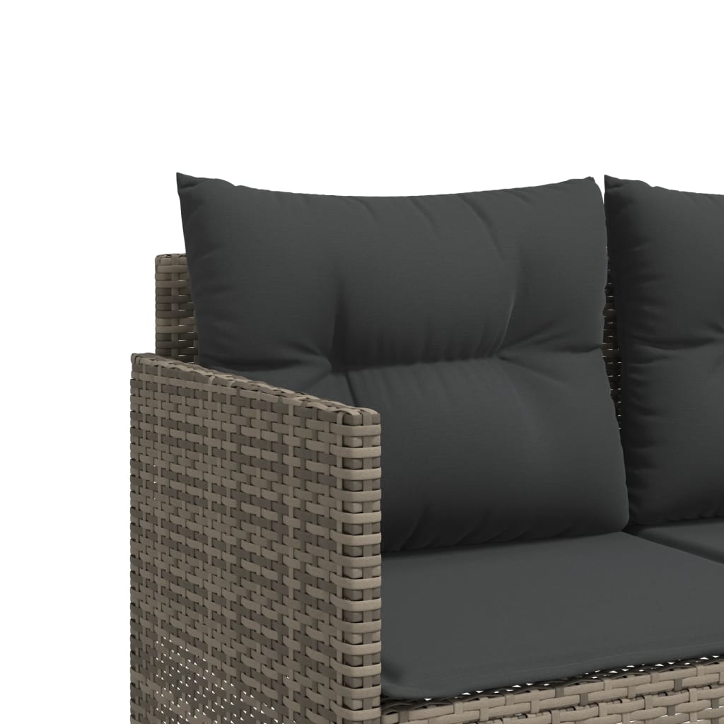 Sonnenliege mit Kissen Grau Poly Rattan