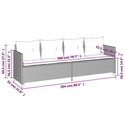 Sonnenliege mit Kissen Grau Poly Rattan