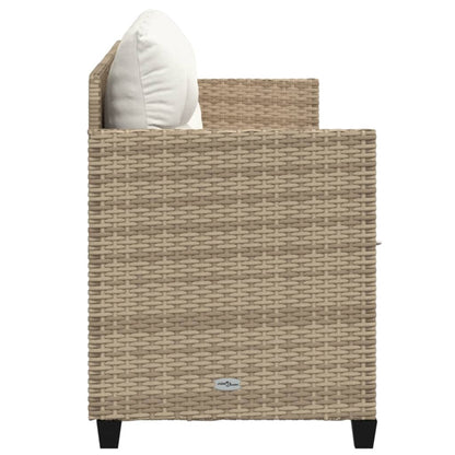 Sonnenliege mit Kissen Beige Poly Rattan