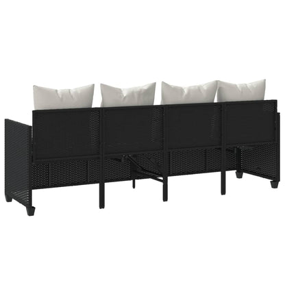 Sonnenliege mit Kissen Schwarz Poly Rattan