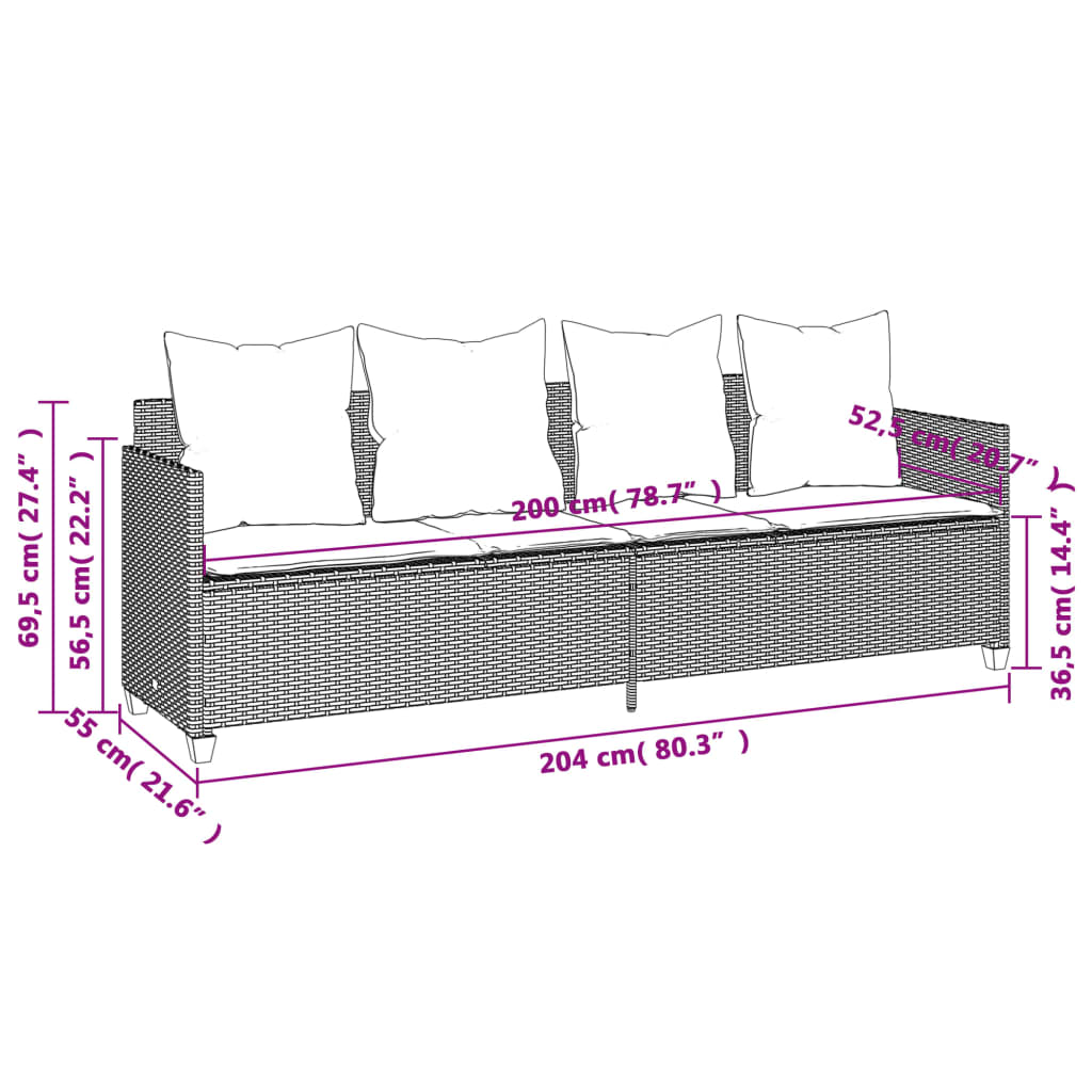 Sonnenliege mit Kissen Beige Poly Rattan