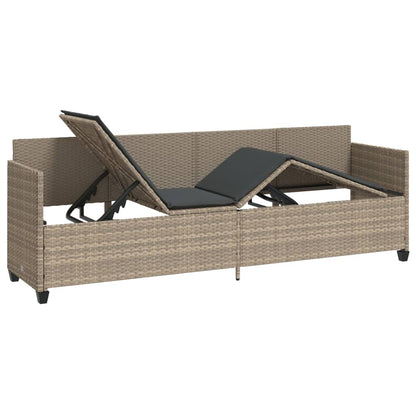 Sonnenliege mit Kissen Hellgrau Poly Rattan