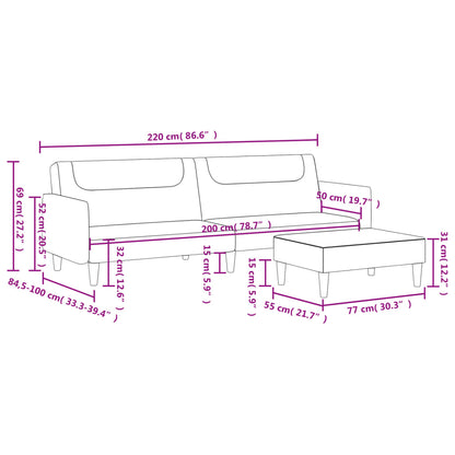 Schlafsofa 2-Sitzer mit Fußhocker Dunkelgrau Stoff