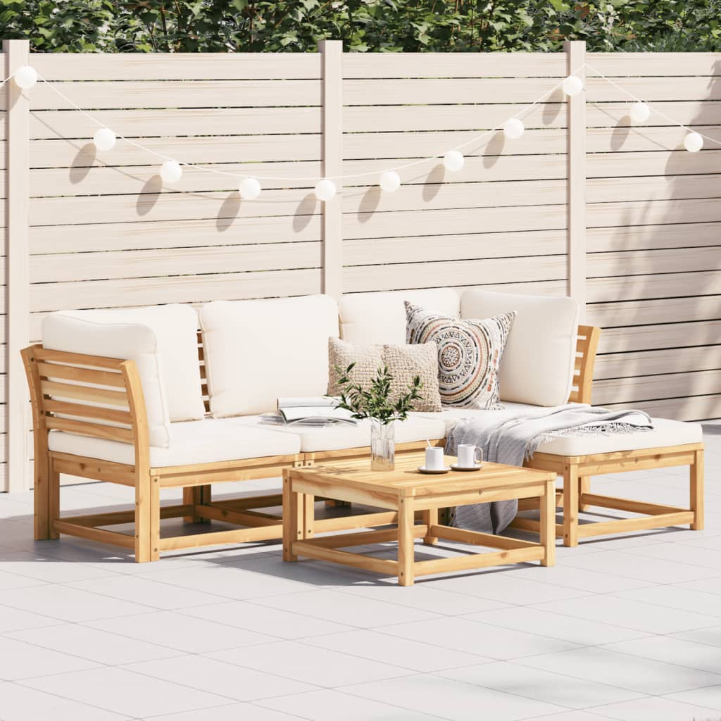 5-tlg. Garten-Lounge-Set mit Kissen Massivholz Akazie