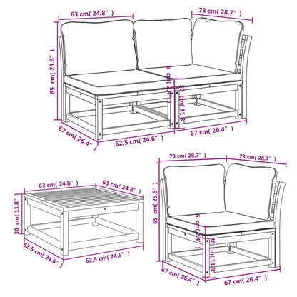 6-tlg. Garten-Lounge-Set mit Kissen Massivholz Akazie