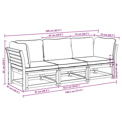 3-tlg. Garten-Lounge-Set mit Kissen Massivholz Akazie