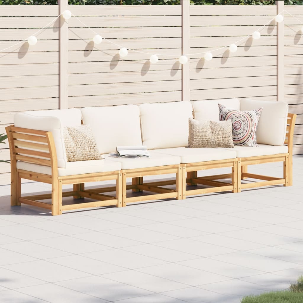 4-tlg. Garten-Lounge-Set mit Kissen Massivholz Akazie