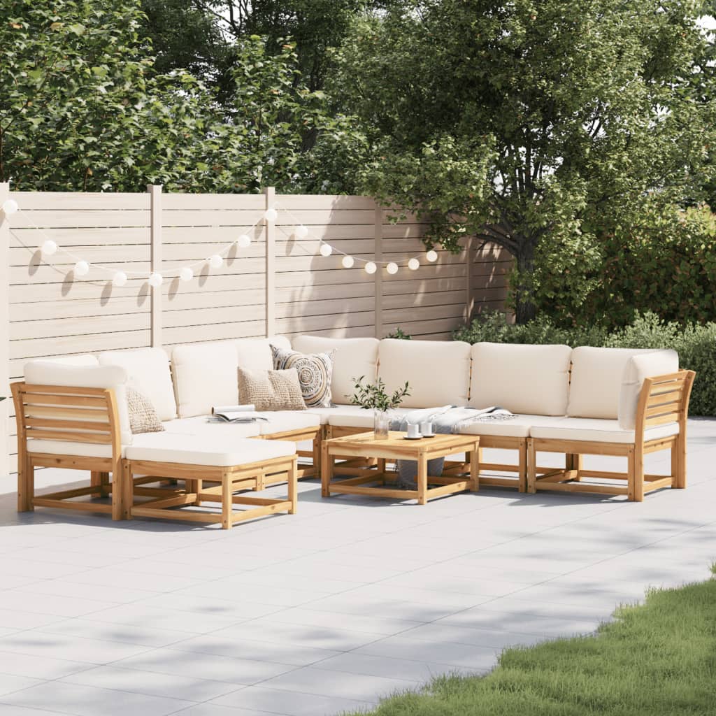 9-tlg. Garten-Lounge-Set mit Kissen Massivholz Akazie