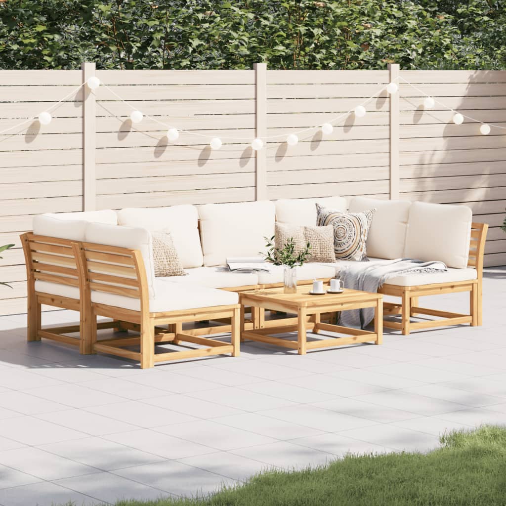 7-tlg. Garten-Lounge-Set mit Kissen Massivholz Akazie