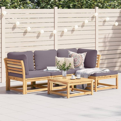 5-tlg. Garten-Lounge-Set mit Kissen Massivholz Akazie